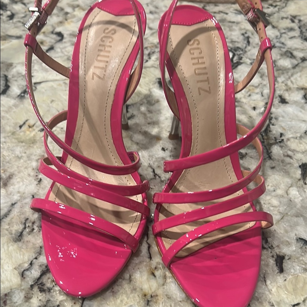 SCHUTZ Pink Strappy Heels with Ankle Strap